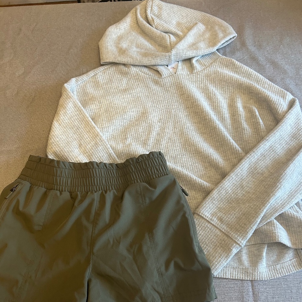 Girls Old Navy Active Long Sleeved Hoodie (L)  and Athletic Shorts (M)
